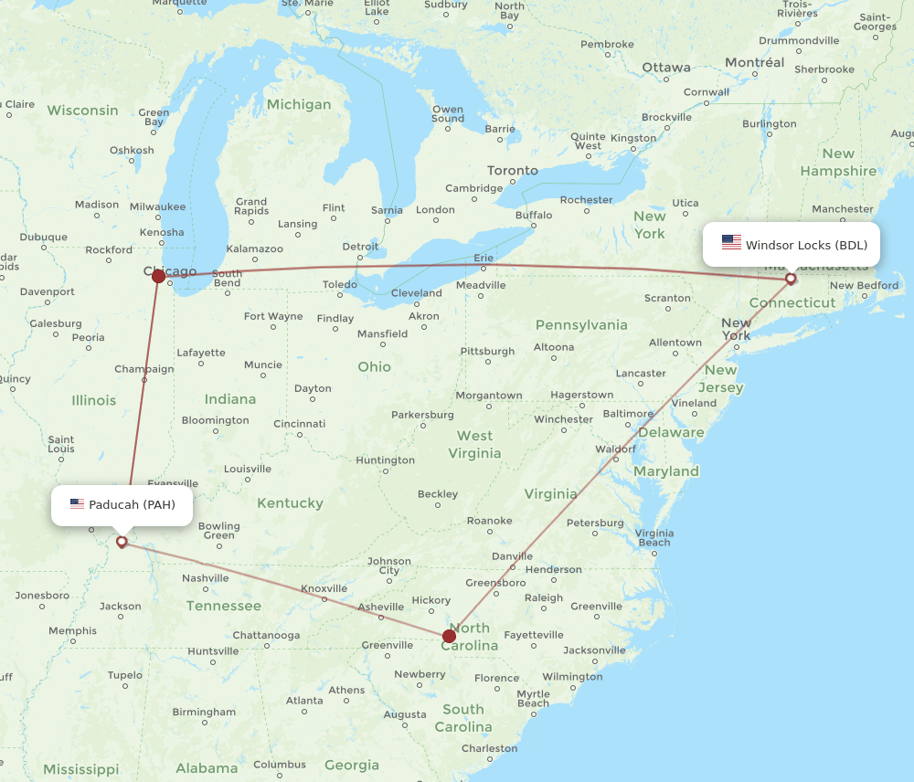 BDL-PAH flight routes