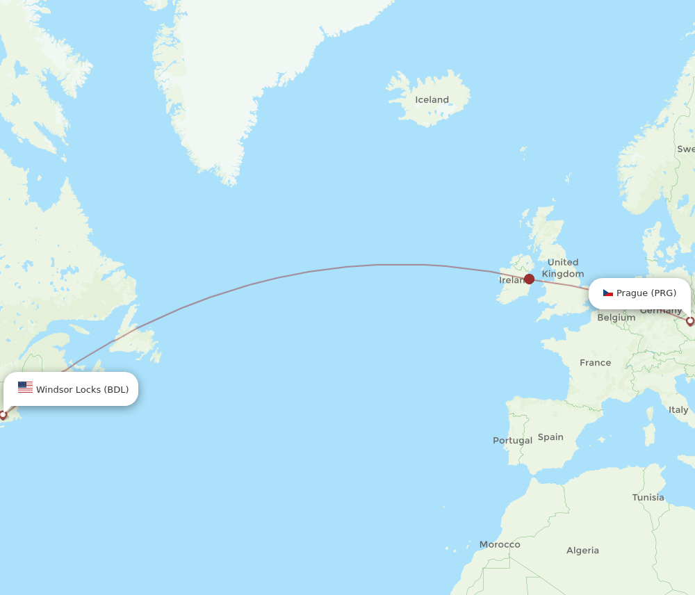 BDL-PRG flight routes