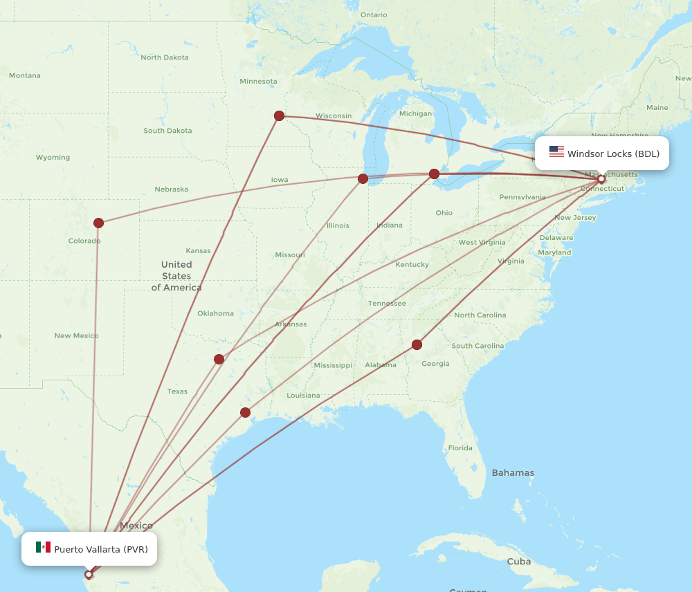 BDL-PVR flight routes