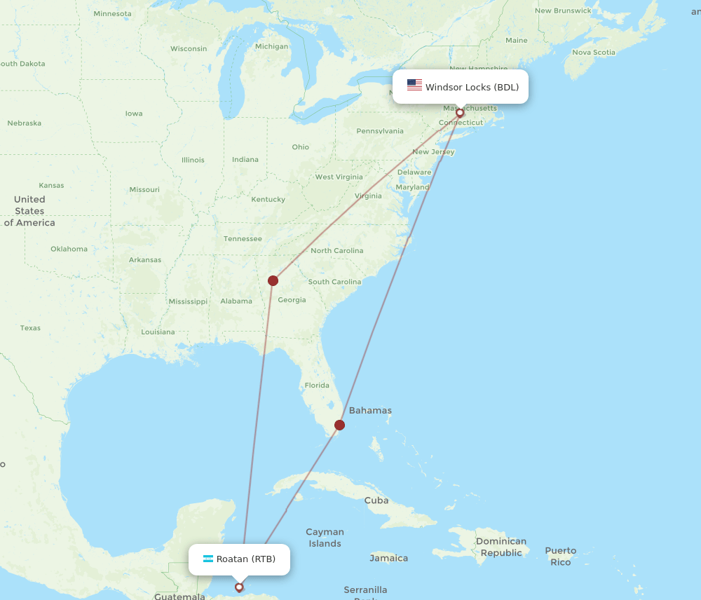 BDL-RTB flight routes