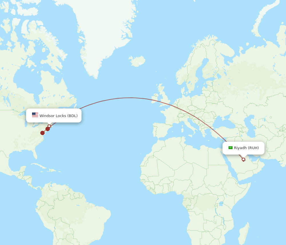 BDL-RUH flight routes