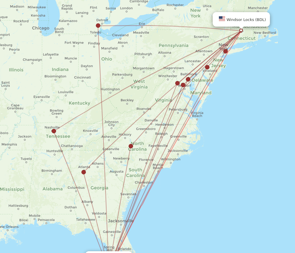 BDL-SRQ flight routes