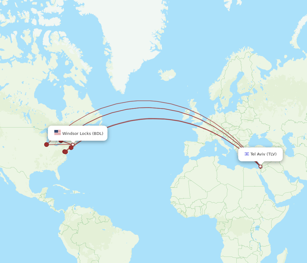 BDL-TLV flight routes