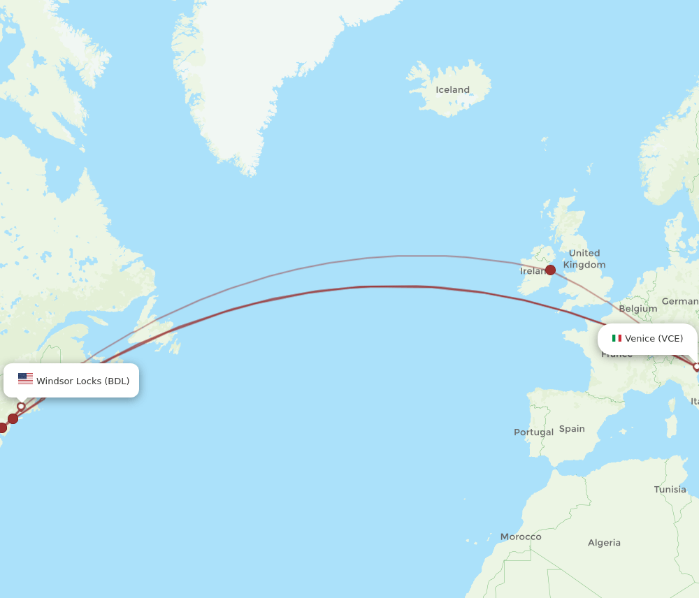 BDL-VCE flight routes