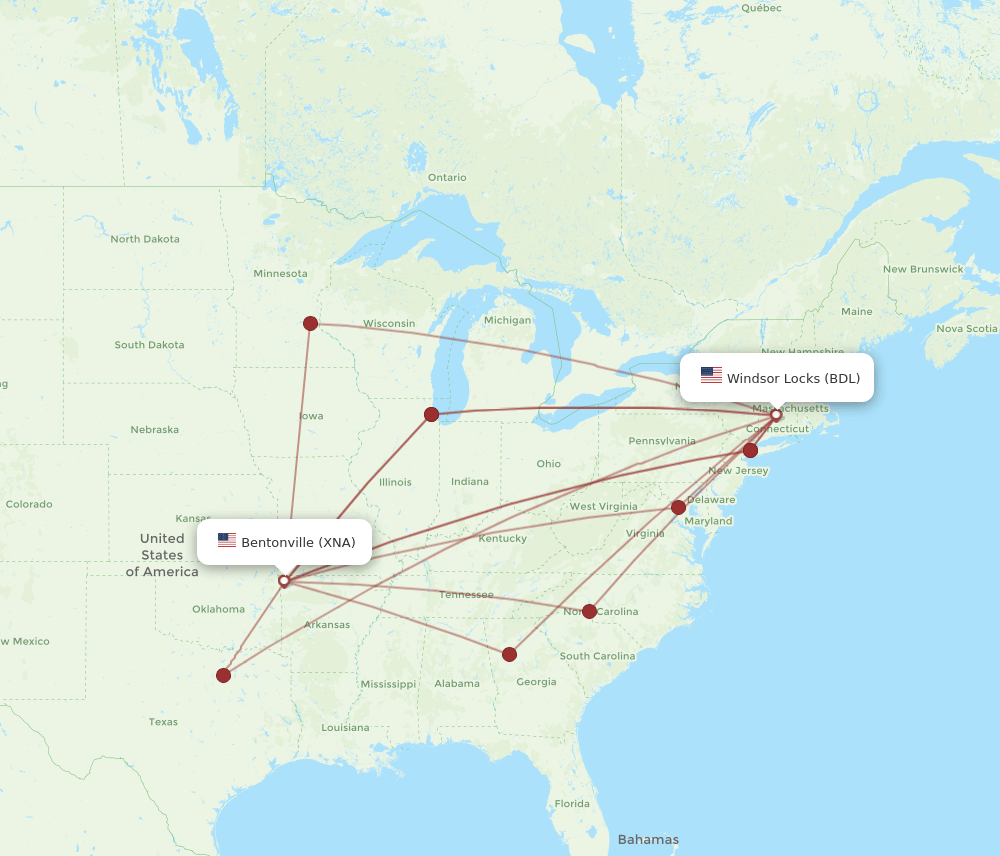 BDL-XNA flight routes