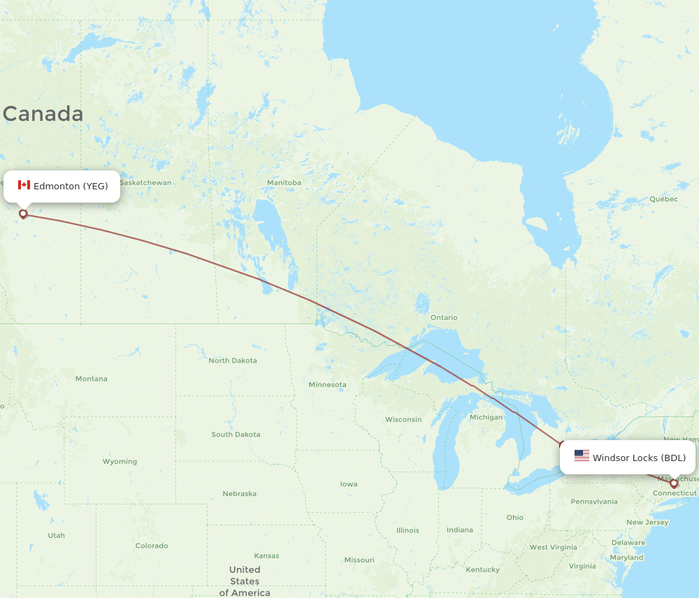 BDL-YEG flight routes