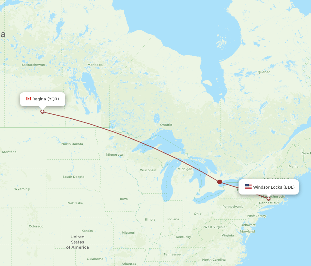 BDL-YQR flight routes