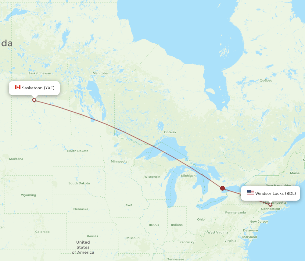 BDL-YXE flight routes