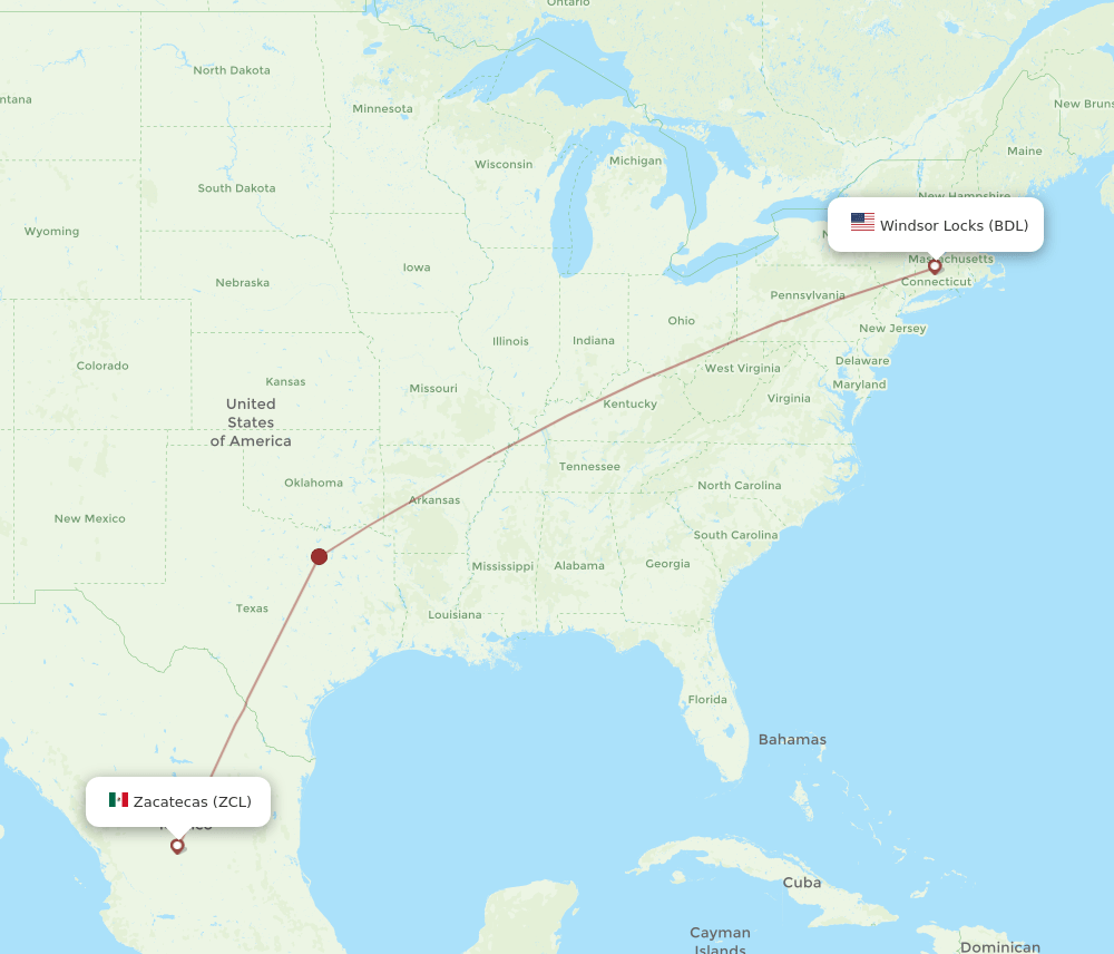 BDL-ZCL flight routes