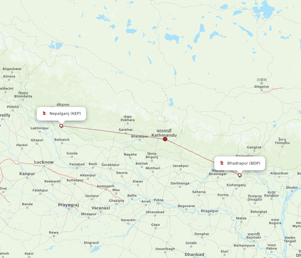 BDP to KEP flights and routes map