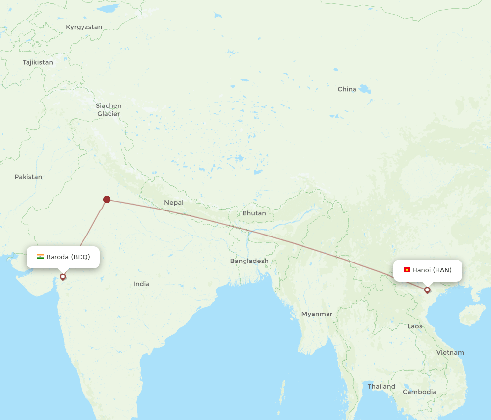 BDQ-HAN flight routes