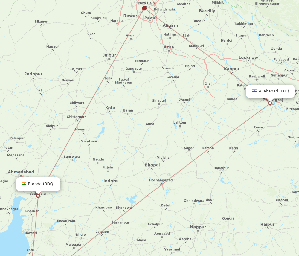 BDQ-IXD flight routes