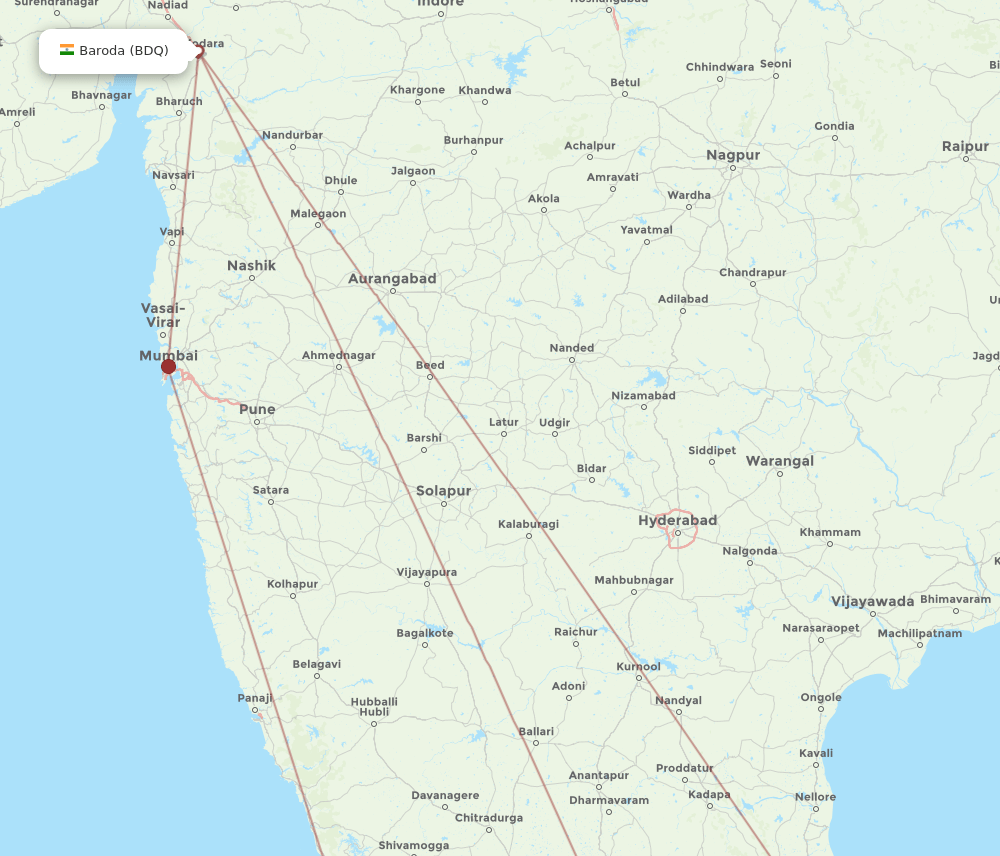 BDQ-IXE flight routes