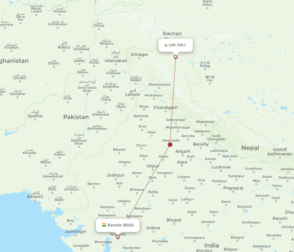 BDQ-IXL flight routes