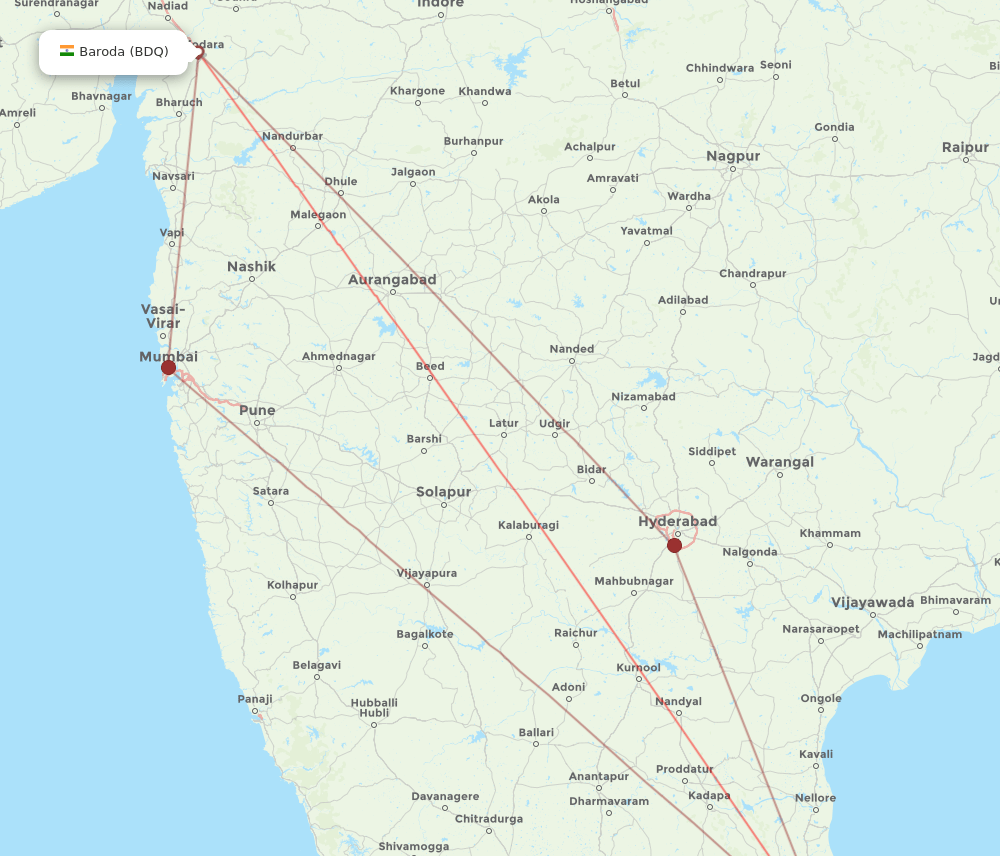 BDQ-MAA flight routes