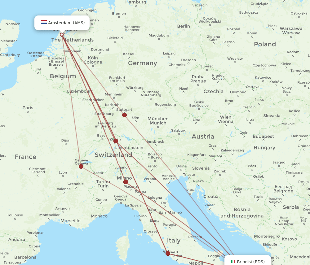 BDS to AMS flights and routes map
