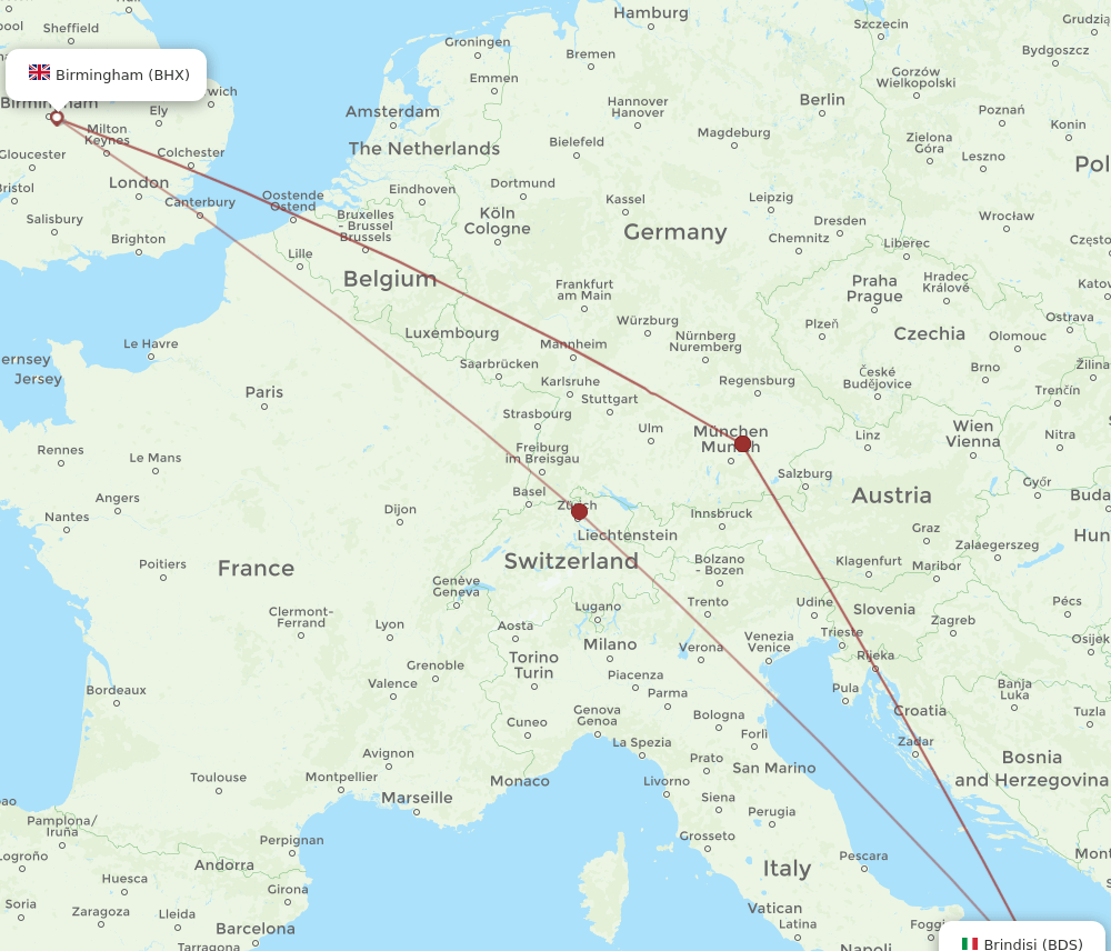 BDS-BHX flight routes