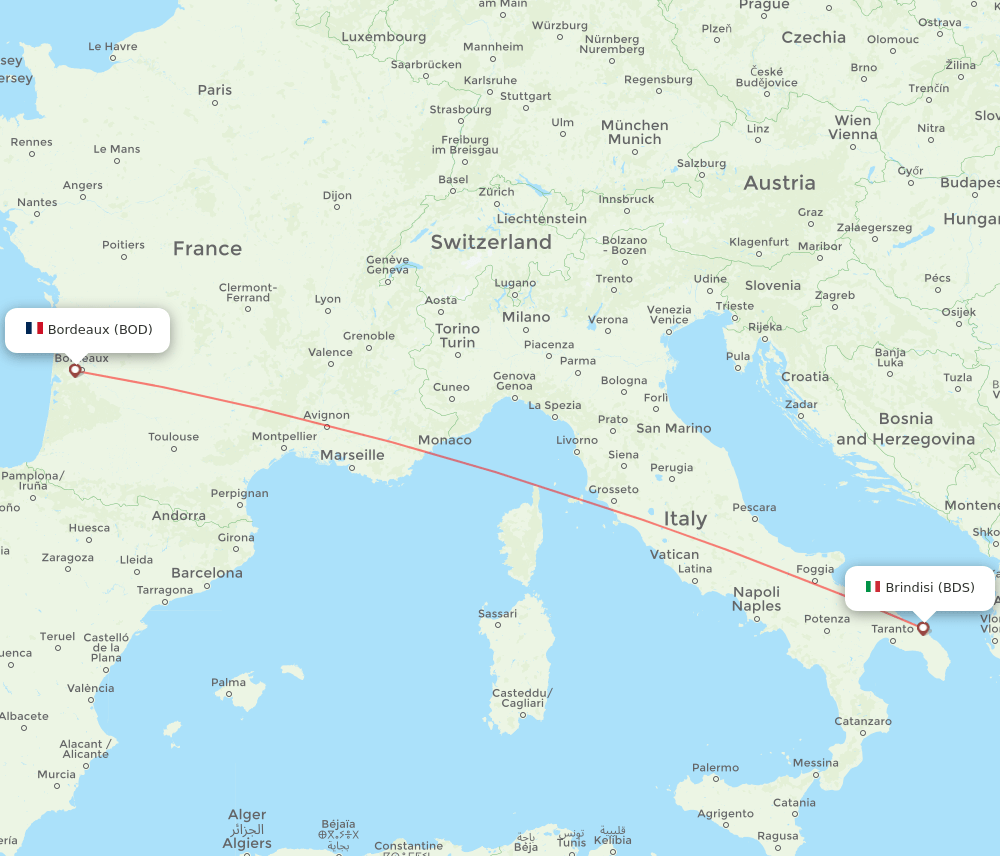BDS-BOD flight routes