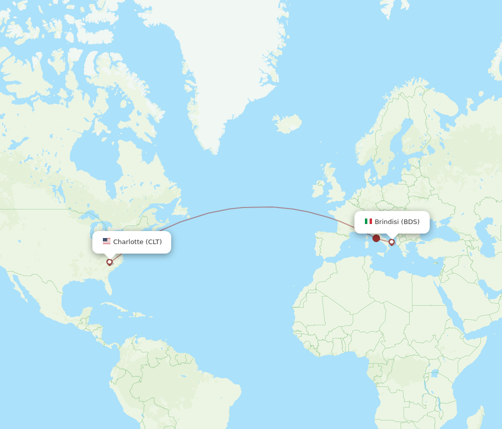 BDS-CLT flight routes