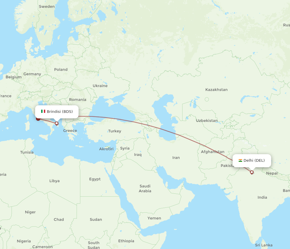 BDS-DEL flight routes