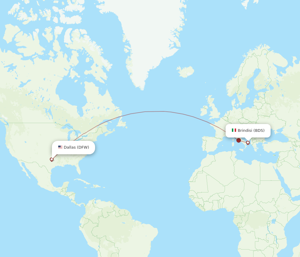 BDS-DFW flight routes
