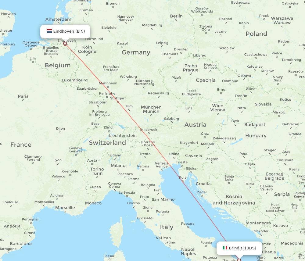 BDS to EIN flights and routes map