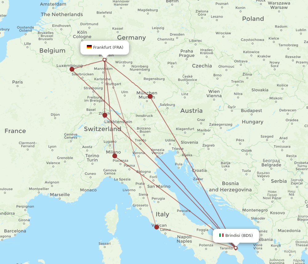 BDS-FRA flight routes