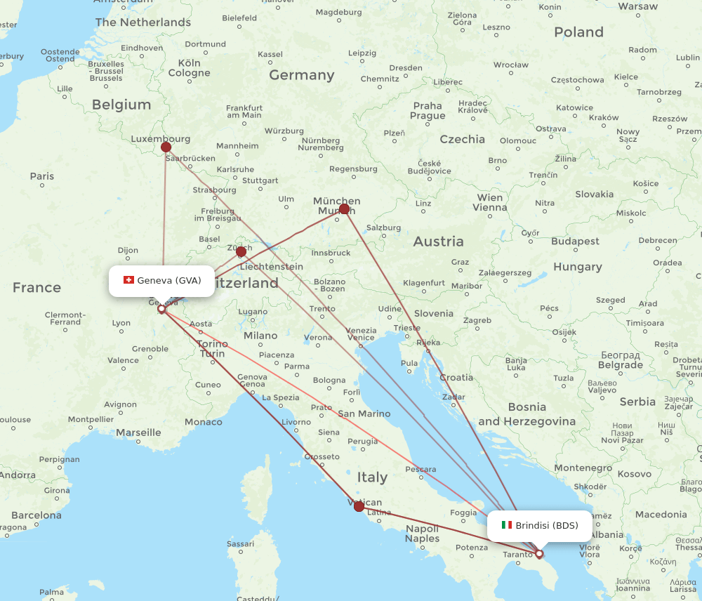 BDS-GVA flight routes