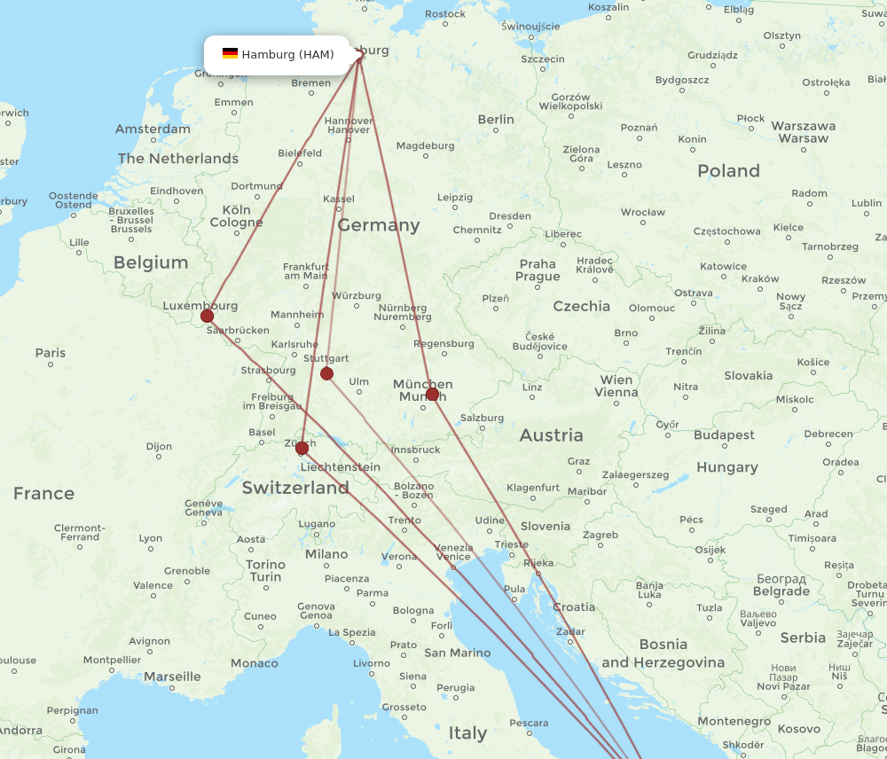 BDS-HAM flight routes