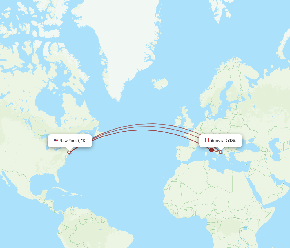 BDS-JFK flight routes