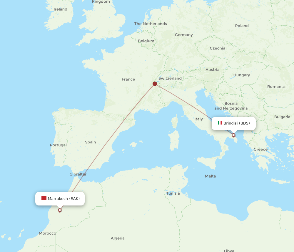 RAK to BDS flights and routes map