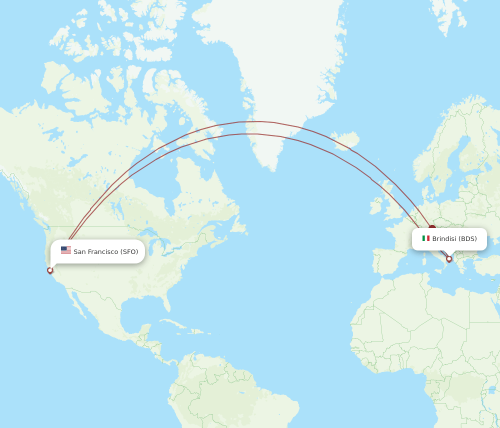 BDS-SFO flight routes