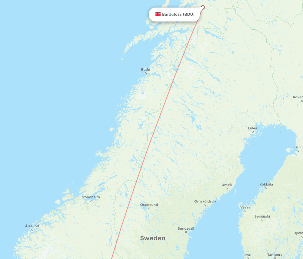 Bardufoss - Oslo route map and flight paths