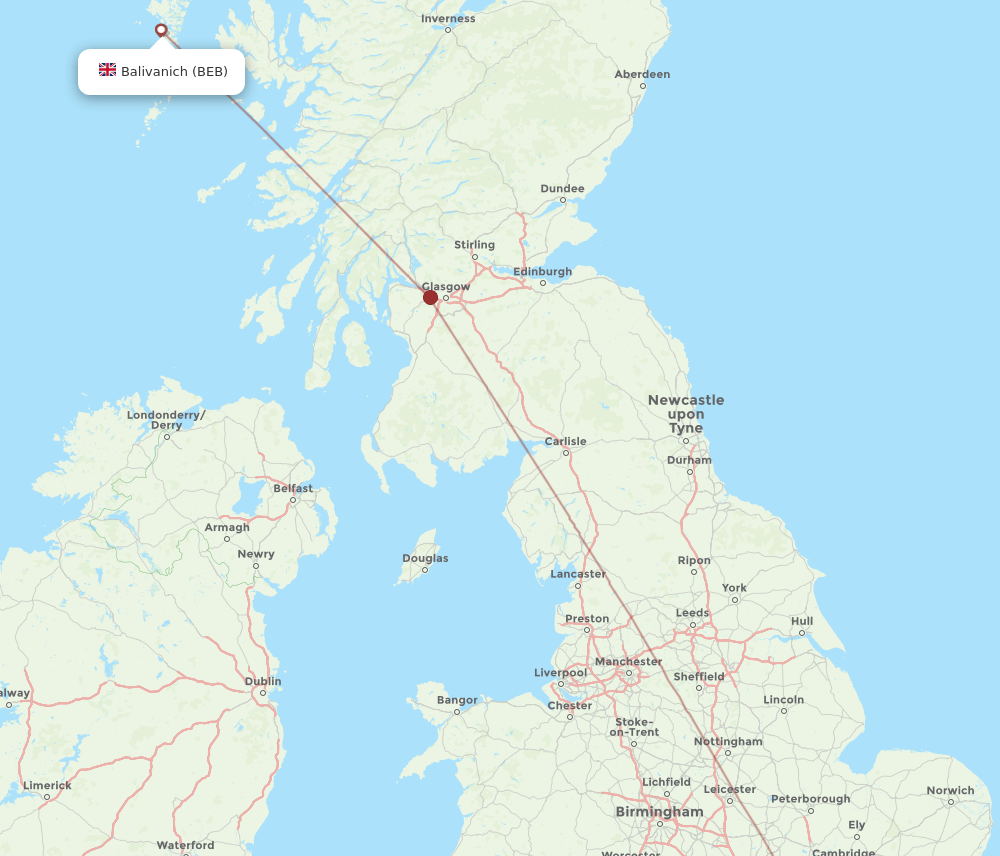 London - Benbecula route map and flight paths