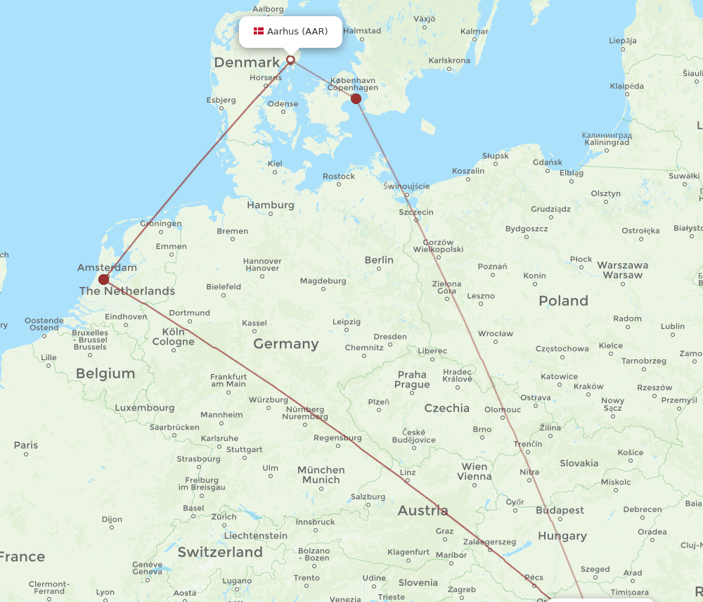 BEG to AAR flights and routes map