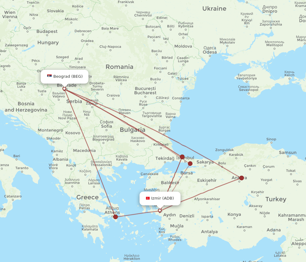BEG-ADB flight routes