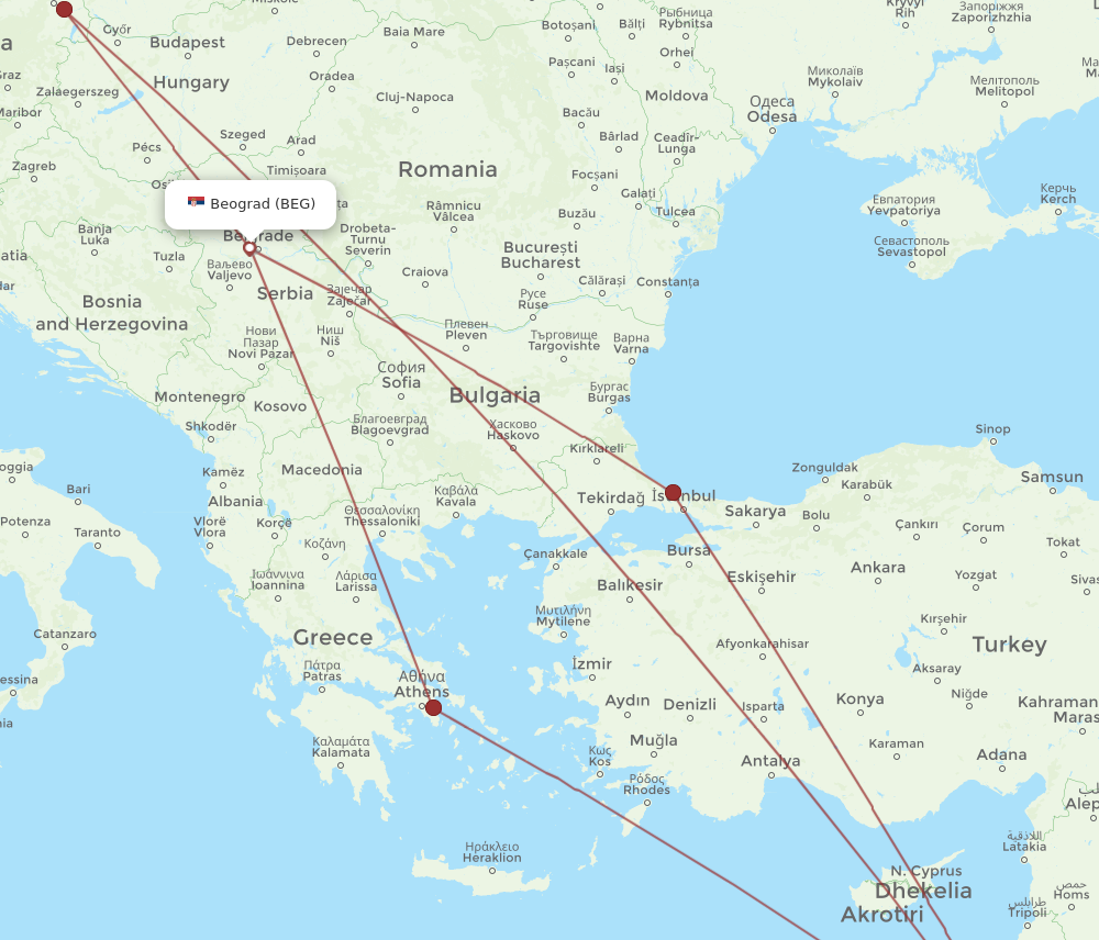 BEG to AMM flights and routes map