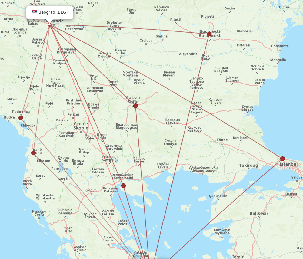 BEG-ATH flight routes