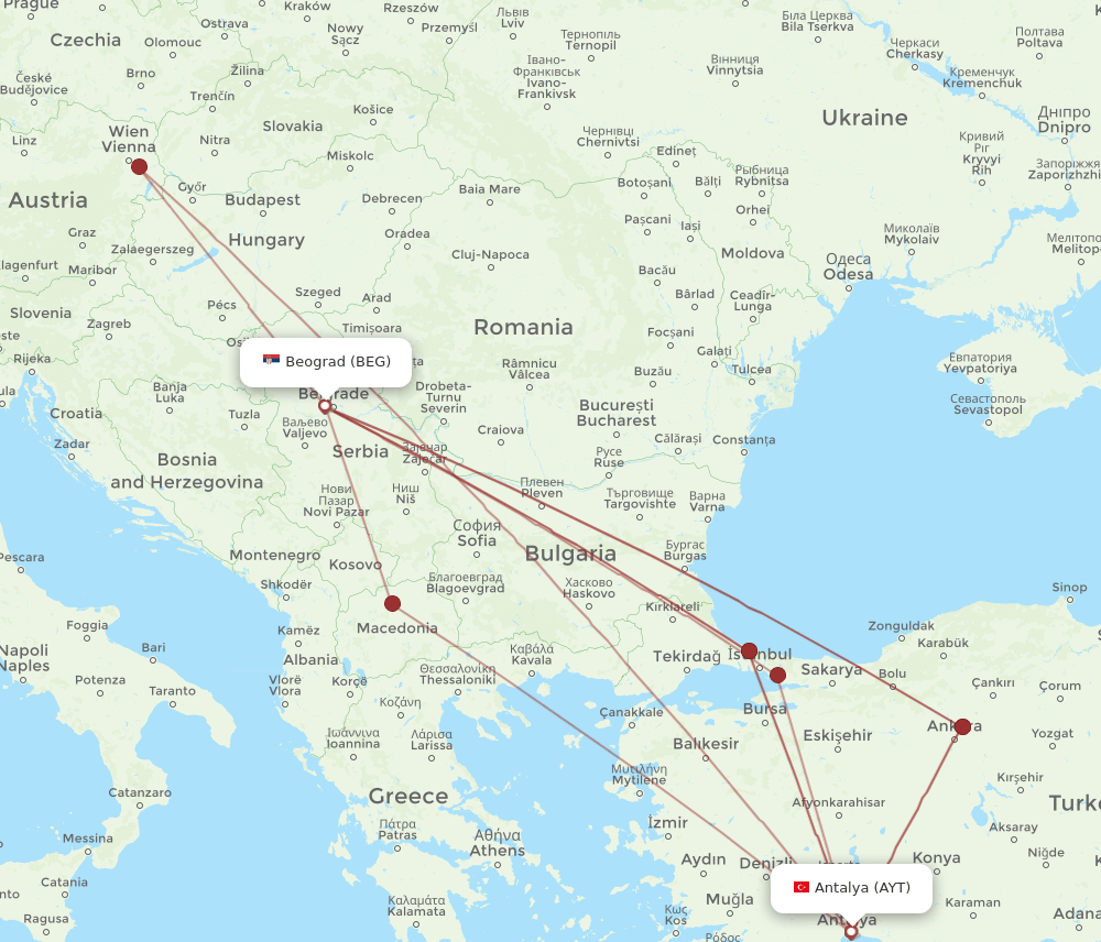BEG-AYT flight routes