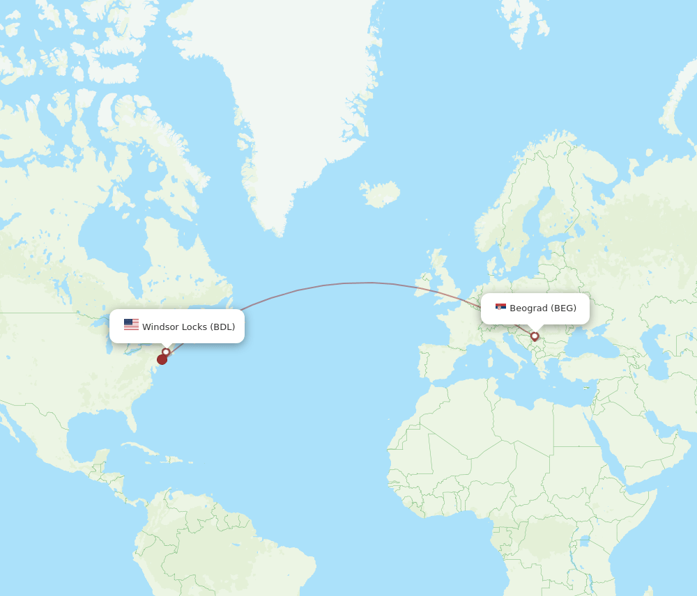 BEG-BDL flight routes