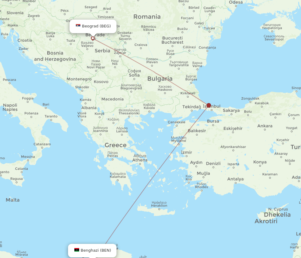 BEG-BEN flight routes
