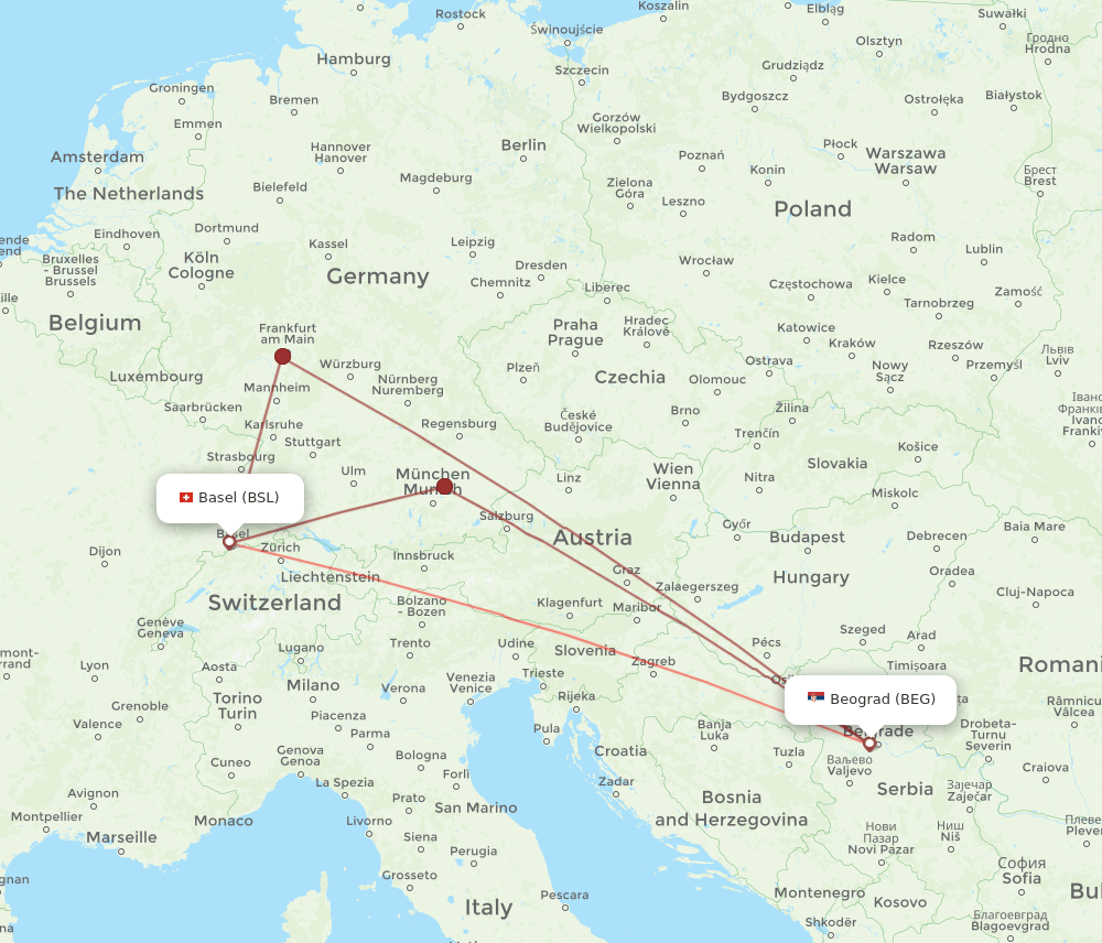 BEG-BSL flight routes