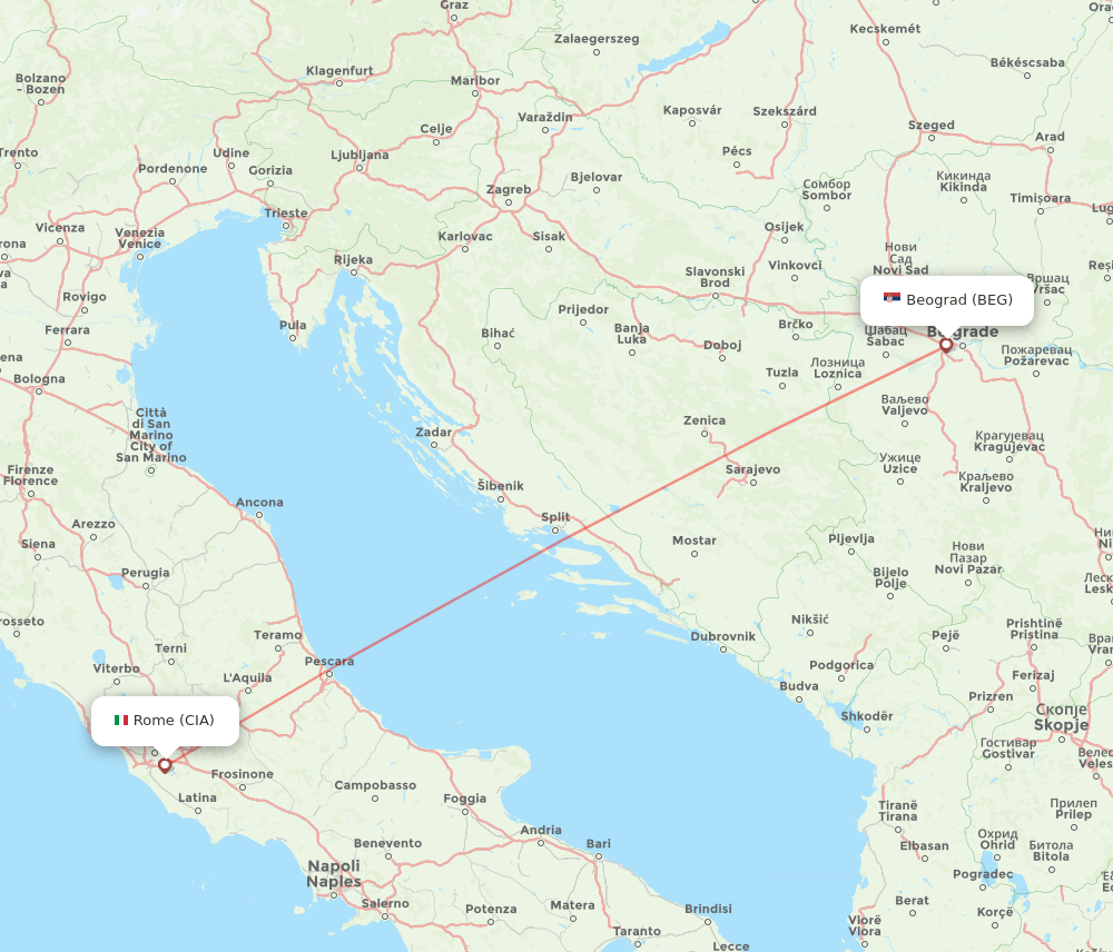 BEG to CIA flights and routes map