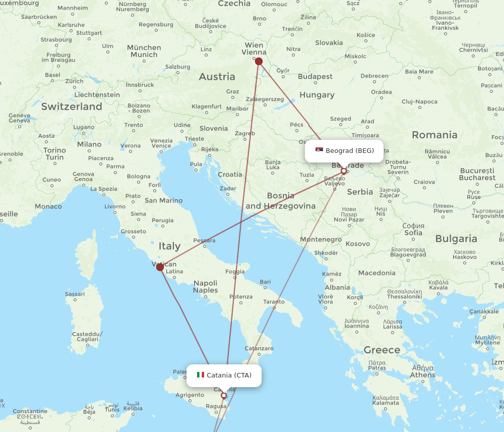 BEG-CTA flight routes