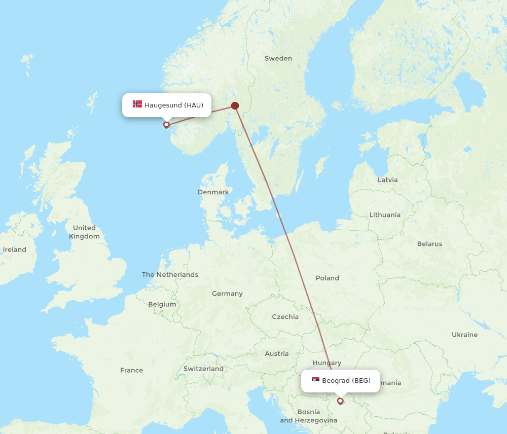 BEG-HAU flight routes