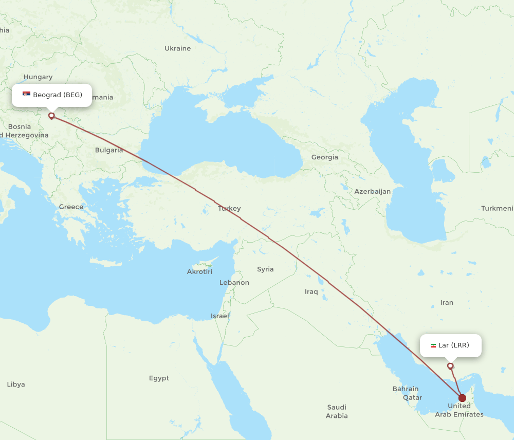 BEG to LRR flights and routes map