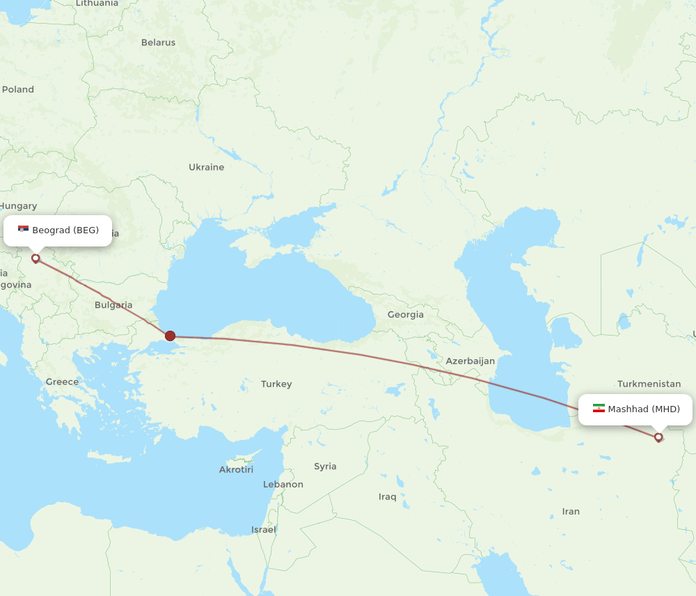 BEG-MHD flight routes