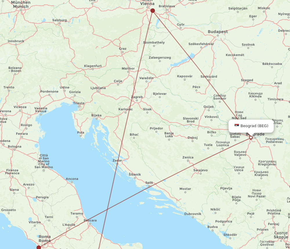 BEG-NAP flight routes