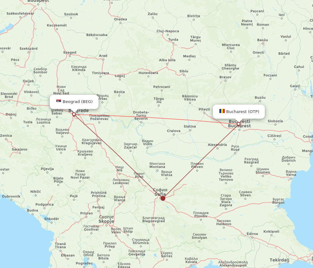 BEG-OTP flight routes