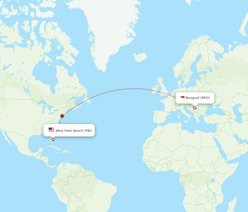 BEG-PBI flight routes